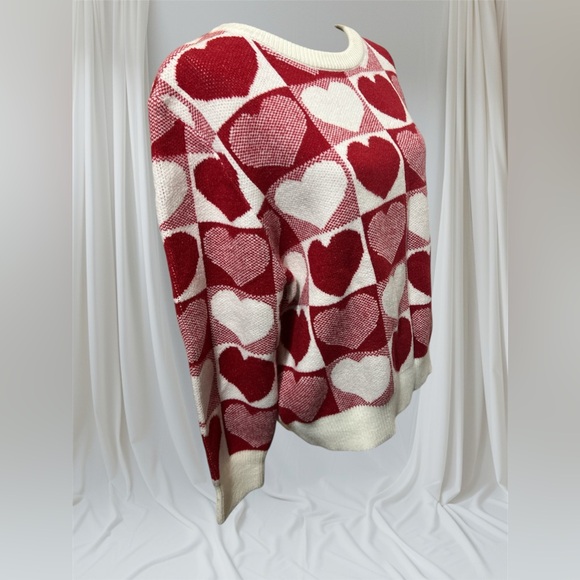 New Heart Pattern Knitted Pullover Sweater, Cotton Wool blend XL - Picture 8 of 12